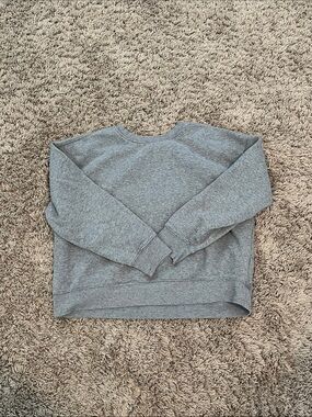 Gray Boxy Cropped Crewneck Women's Sweater